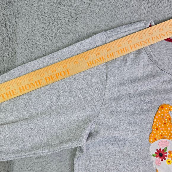 Cute Garden Gnome Autumn Fall Top Women's 2XL Gray 3/4 Sleeve Floral Holiday Fun - Picture 9 of 10